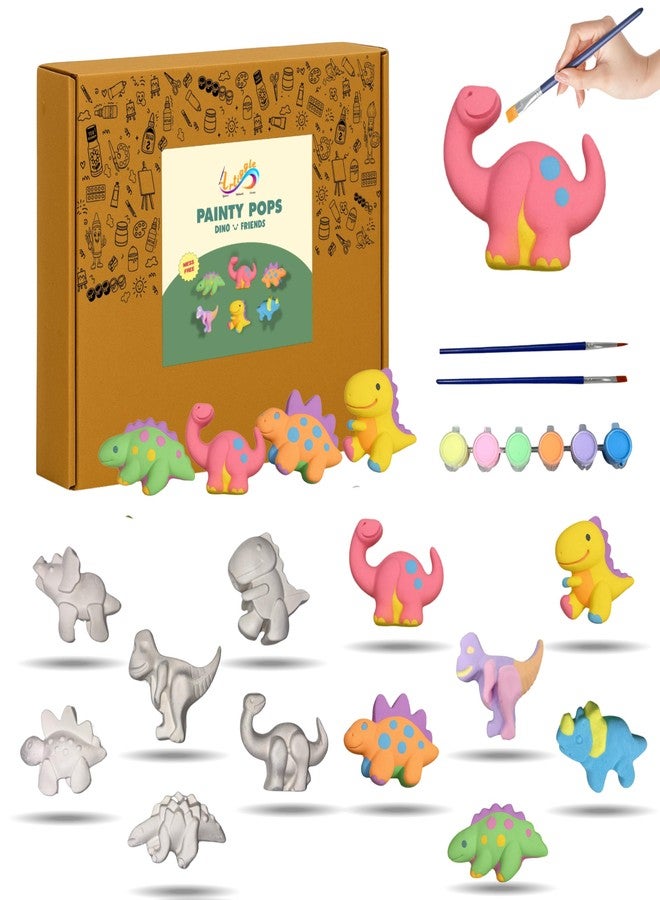 Artiggle PaintyPOPs DIY Mould Ceramic Painting Kit for Kids | Paint Your Own Ceramic Figurines | Art & Craft Activity Kit | Gifts & Return Gifts for 5+ Years (Dino & Friends) - Image 1